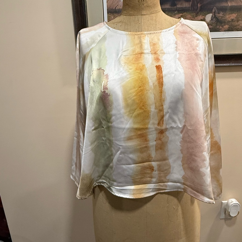 H&M Oversized Flowy Long Sleeve Cropped Blouse